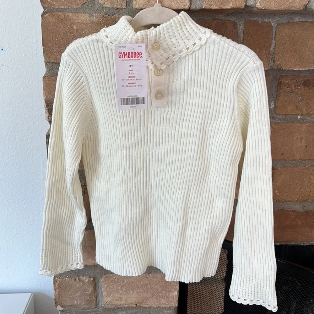 Gymboree (NWT) beautiful cotton cream ribbed knit turtleneck sweater